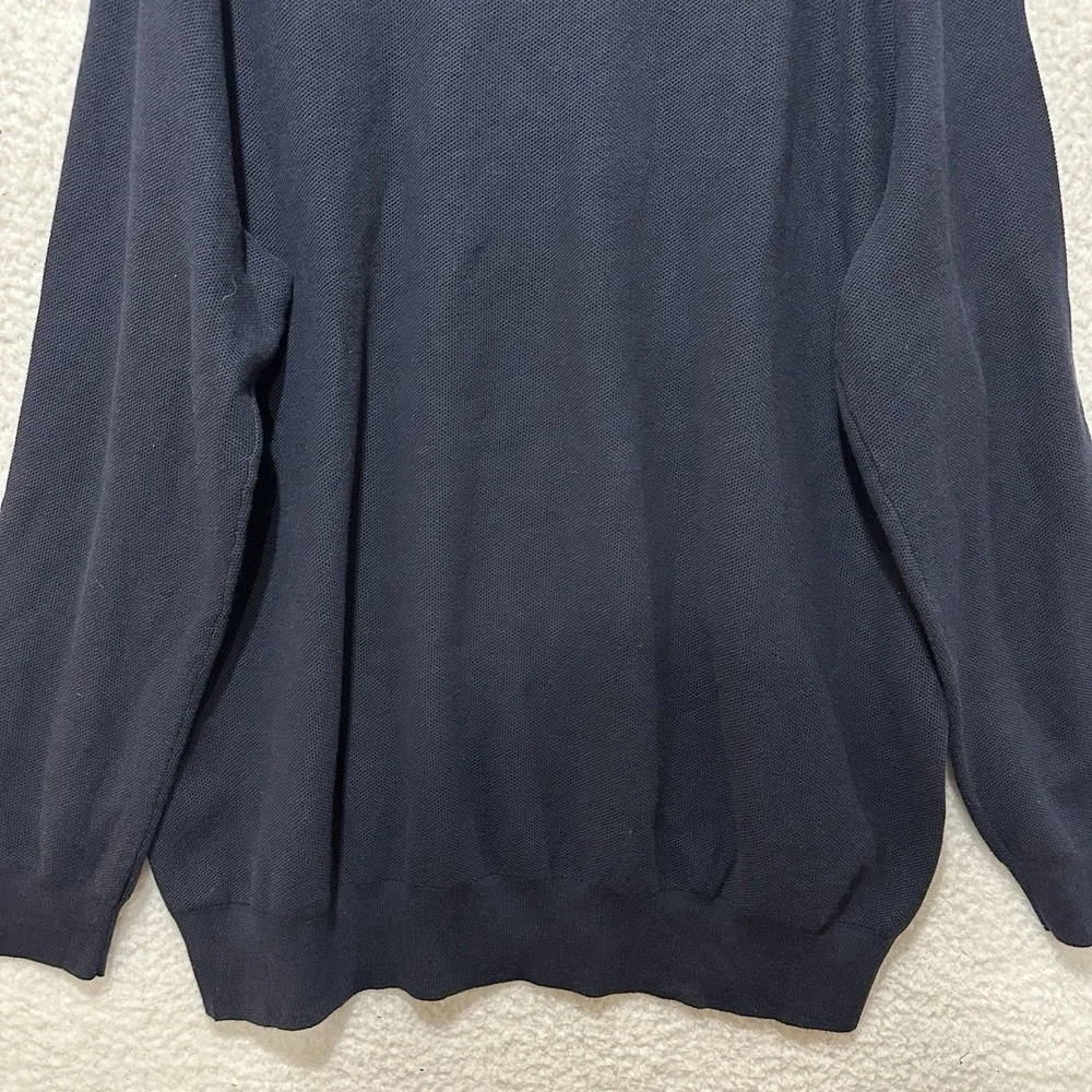 Polo Ralph Lauren Mock Neck Sweater 1/4 ZIP 100%‎ Cotton Navy Size 3LT